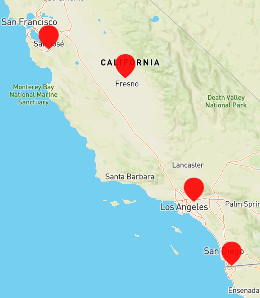 Our distribution centers are conveniently located in four major metropolitan areas. We currently serve over 500 customers throughout California.